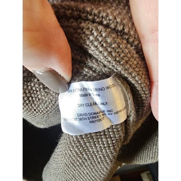 David Donahue sz XL brown fine merino wool mens quarter zip sweater MT9 - Picture 6 of 6